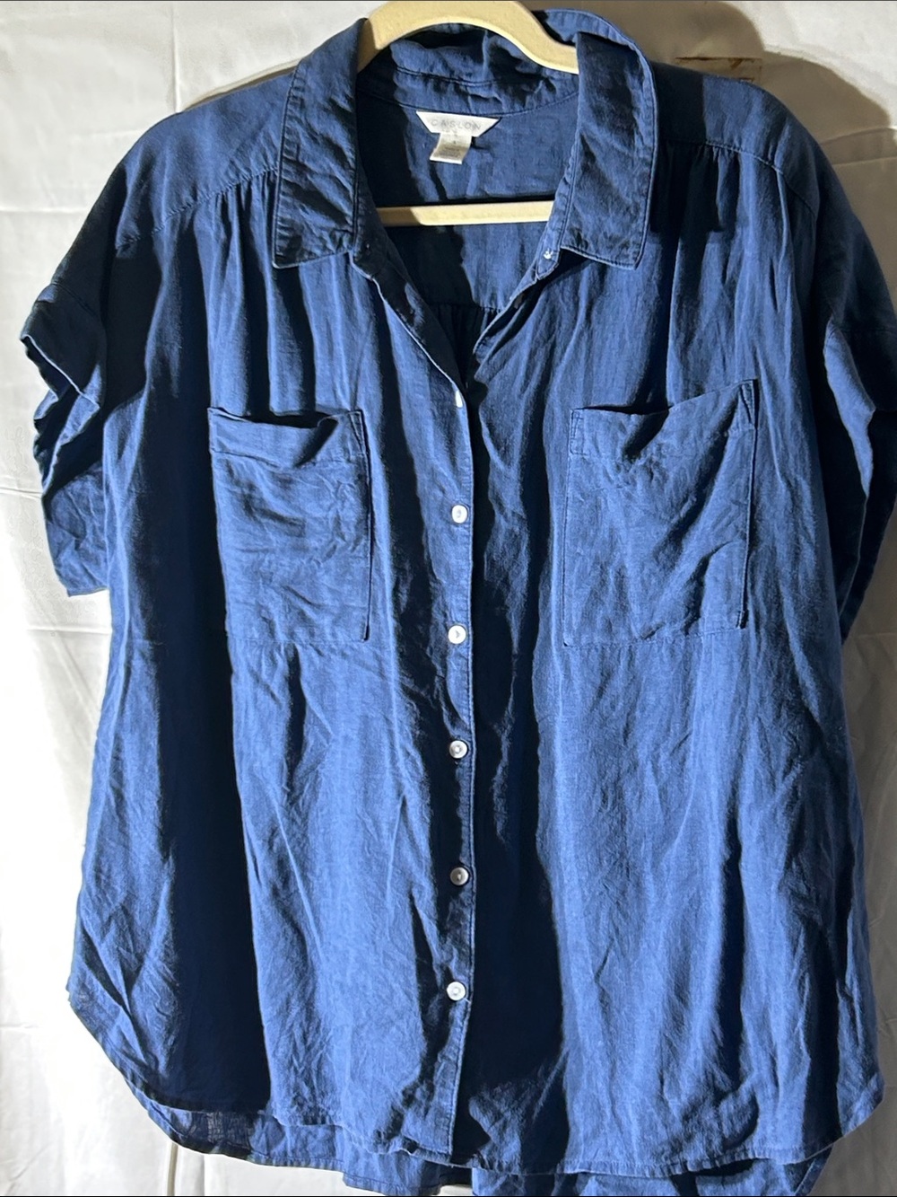 Caslon Deep Blue Short Sleeve Button-Down Shirt